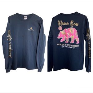 Simply Southern Nana Bear Tee Shirt Medium Long Sleeves